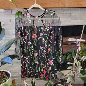 Never Worn Sheer Embroidered Midi Dress